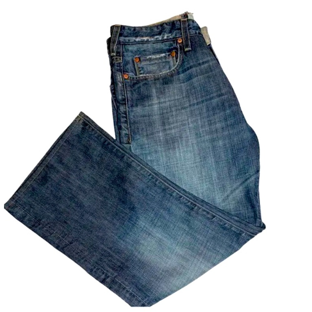Guess Premium Denim Jeans Mens Size 32 Straight Distressed Blue Limited Edit ion